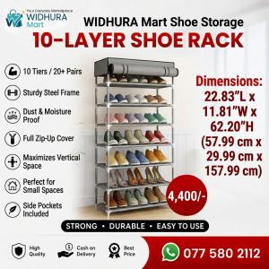 10 Layer Covered Shoe Rack